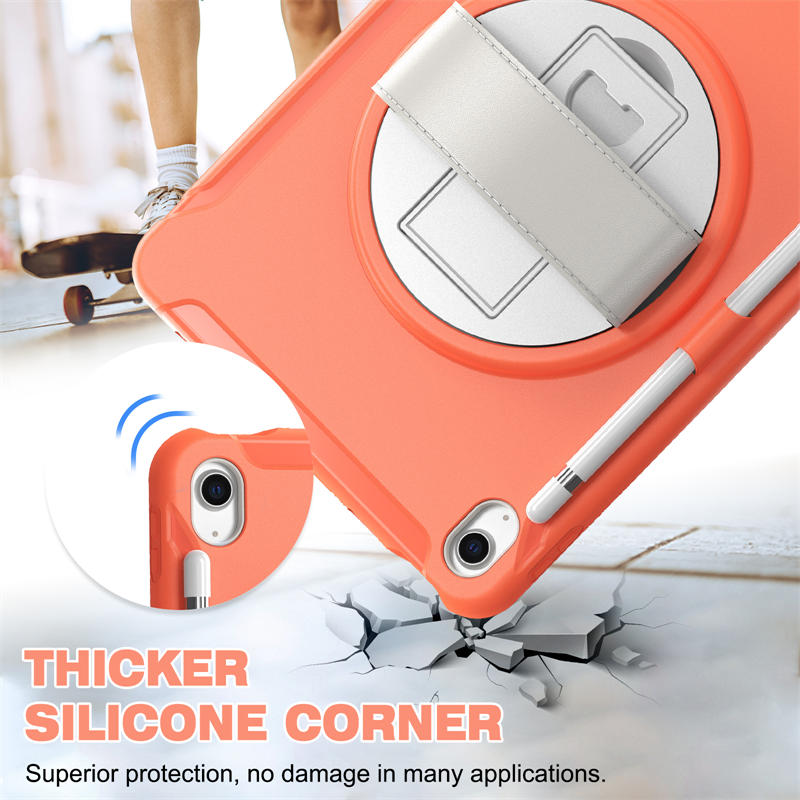 Tablet Case For iPad 10th with 360¡ã Kickstand/Hand Strap Shockproof-Orange