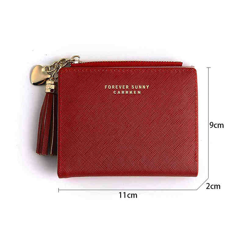 Women Small Wallet RFID Bifold Compact Wallet-Red
