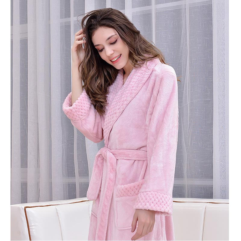 Warm Soft Plush Robe with Pockets for Unisex-Pink