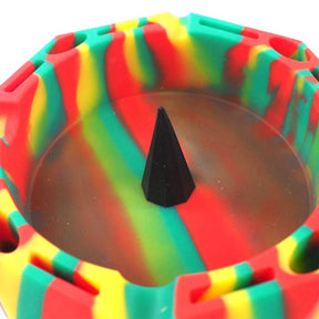 Geometric Silicone Ashtray Eco-Friendly Portable Unbreakable Tabletop Tray for Cigarettes Cigar -Green+Red+Yellow