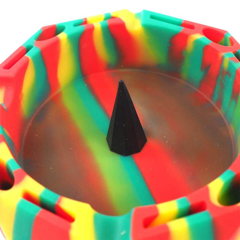 Geometric Silicone Ashtray Eco-Friendly Portable Unbreakable Tabletop Tray for Cigarettes Cigar -Green+Red+Yellow