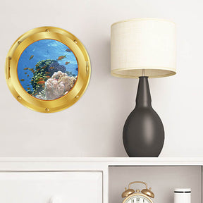 Removable 3D Under The Sea Nature Scenery Decor Submarine Gold Window Sea Fish Coral Wall Sticker