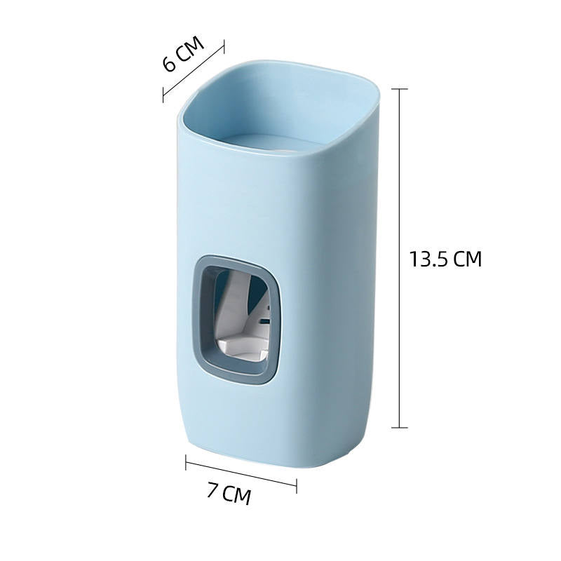 2Pcs Toothpaste Dispenser and Toothbrush Holder Set Wall Mounted Bathroom Accessories-Blue White