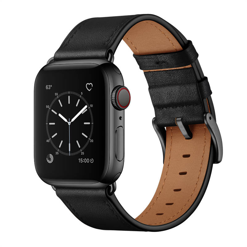 Classic Watchband Cowhide Suitable for iWatch Ultra Series 8 SE 7 6 5 4 3 2 1-Black