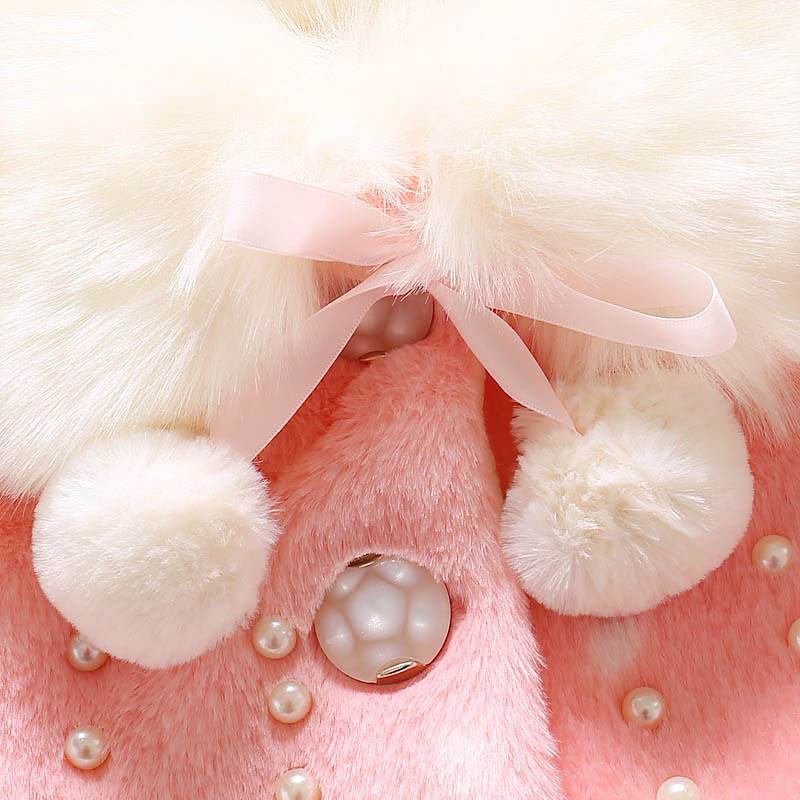 Girls Princess Faux Fur Wraps Shawl Flower Girls Bolero Princess Cape-Pink