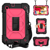 Rainbow Tablet Case Kickstand/Hand+Neck Strap An-fall Protective Cover For Samsung Galaxy Tab A 8.4 T307 2020-Black&Hot Pink