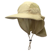 Unisex Outdoor Activities UV Protecting Sun Hats with Adjustable Neck Flap-Khaki