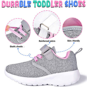 Lightweight Toddler Shoes for Boys Girls Breathable Mesh Velcro Sneakers-Grey