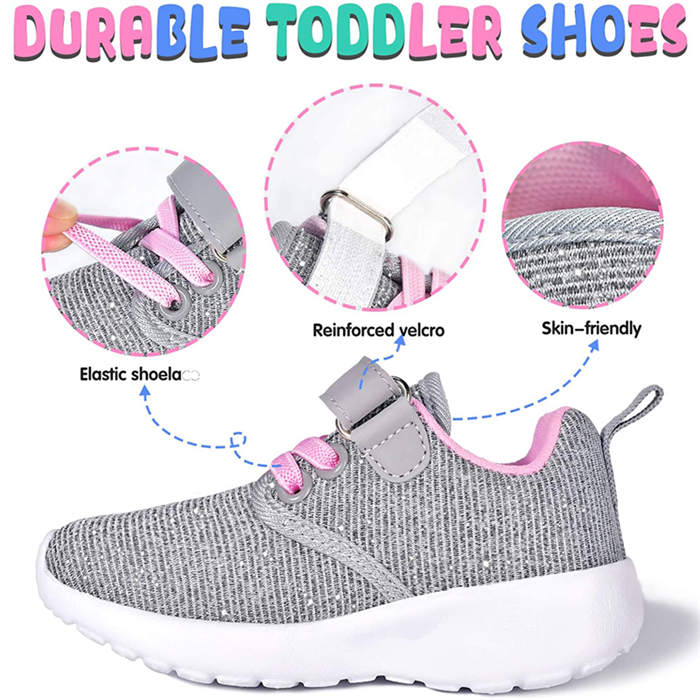Lightweight Toddler Shoes for Boys Girls Breathable Mesh Velcro Sneakers-Grey