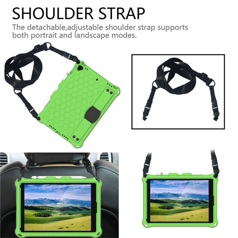 Hive iPad Case For iPad Pro/Air 10.5/iPad 10.2 Durable Stand Cover With Shoulder Strap-GreenBlack