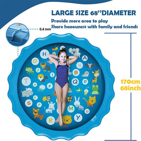 68'' Kids Splash Pad Outdoor Inflatable Water Play Mat for Boys Girls