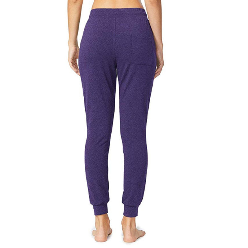 Womens Yoga Jogging Pants Cotton Casual Sports Pants-Purple