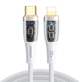 1.2m 20W USB-C to Lightning Fast Charging Cable Smart Auto Disconnect for iPhone 14/14 Pro-White