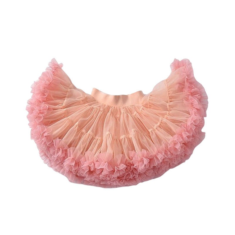 Toddler Girls Layered Tutu Skirt Solid Color Mesh Princess Ballet Dance Dress-OuFen