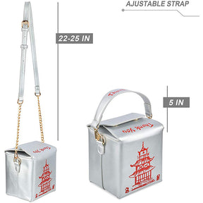 Fashion Crossbody Bag Chinese Takeout Box Style Clutch Bag for Girl-Silver