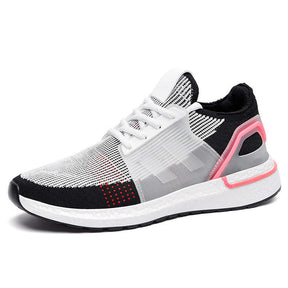 Fly Woven Mesh Upper Casual Jogging Shoes Non-slip Gym Sneakers-White Red