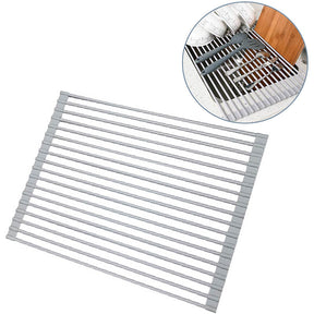 Over The Sink Multipurpose Roll-Up Dish Drying Rack 52*33CM-Gray