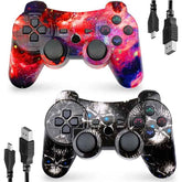 2Pcs Wireless Controller with High Performance Motion Sense Double Vibration for PS3-Black/Red