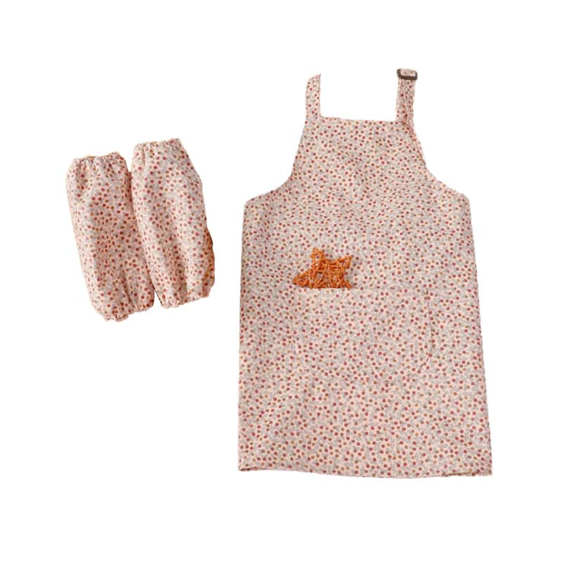 Kids Floral Stain Resistant Art Painting Apron Set-Rose