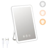 LED HD Makeup Mirror Rechargeable 3 Color Lighting Dimmable-White