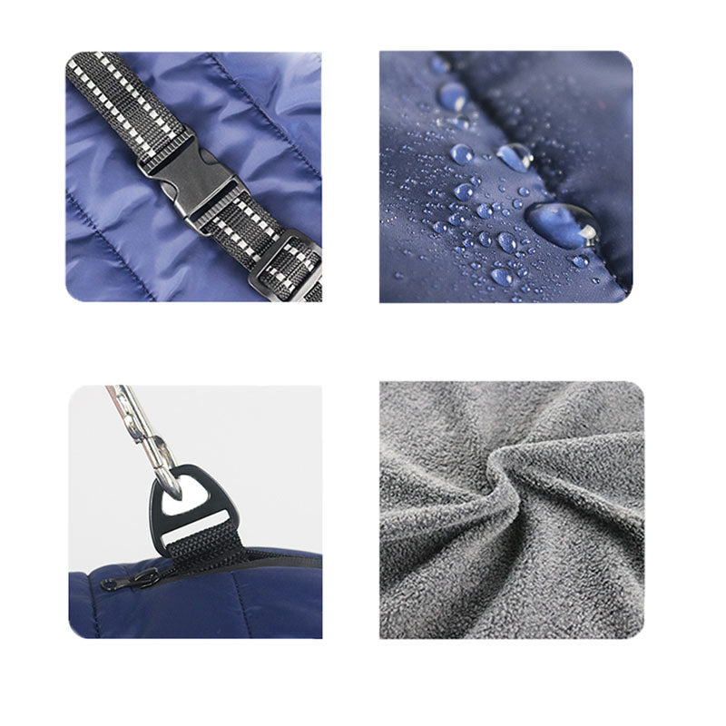 Reflective Waterproof Windproof Dog Coat Cold Weather Warm Jacket-Blue