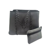 2Pcs Shoulder Bag Large Capacity Stripe Design Lightweight Handbag-Black