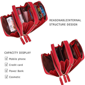 Crossbody Phone Bag for Women Small Shoulder Bag Cell Phone Wallet Purses and Handbags with 14 Credit Card Slots-Red