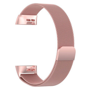 For Fitbit Charge 3 Wristband Milanese Replacement Stainless Steel Watch Band-Rose Pink
