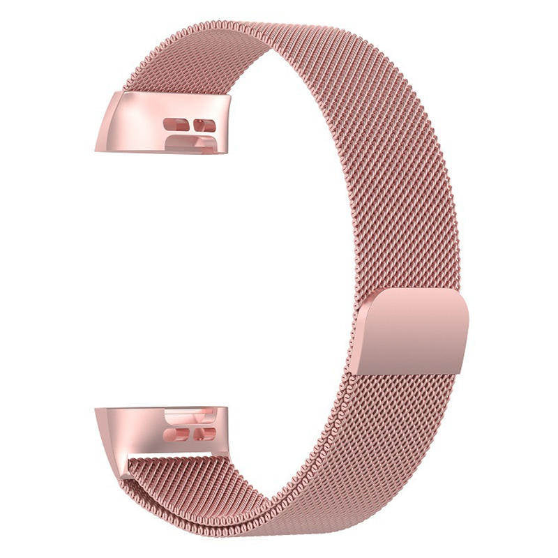 For Fitbit Charge 3 Wristband Milanese Replacement Stainless Steel Watch Band-Rose Pink