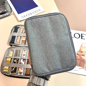 Watch Bands Storage Bag 10-15 Watch Strap Organizer Waterproof Travel Wirstband Pouch for iWatch Bands and Accessories-Grey