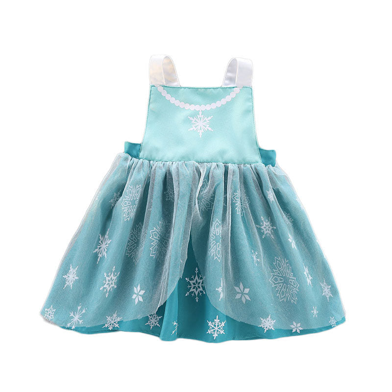 Girls Princess Apron Strap Dress Backless Smock-Aisa