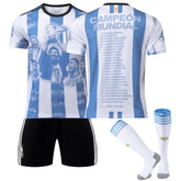 Argentina Win Commemoration Jersey 2324 Soccer Uniform 3 Pcs Kit