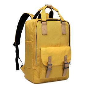 Waterproof Backpack for Women Girls 16 Inch College Vintage Travel Bag-Yellow