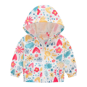 Boys Girls Cartoon Print Zip Lightweight Jacket Hooded Coats Casual Windbreaker-25