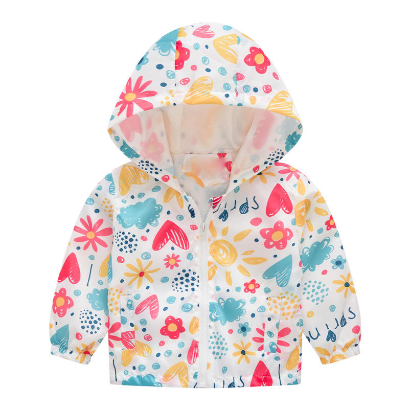 Boys Girls Cartoon Print Zip Lightweight Jacket Hooded Coats Casual Windbreaker-25