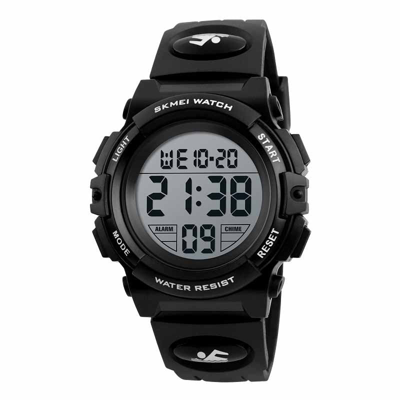 Kids Fashion Digital Watch Boys Sports Waterproof Led Watches-Black