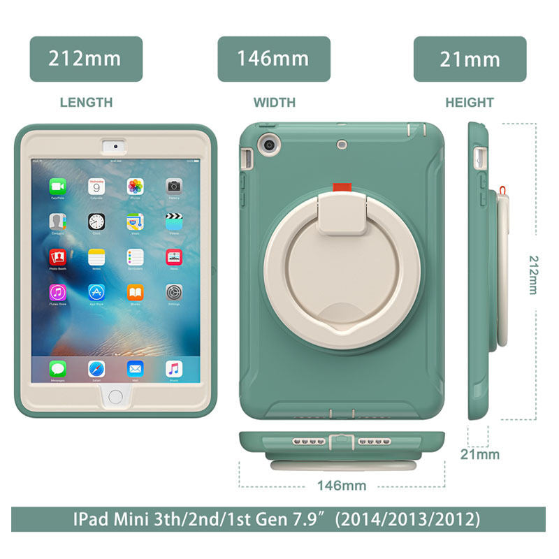 CowKing iPad Case For iPad Mini 1 2 3 With Handle Grip-Jade Green