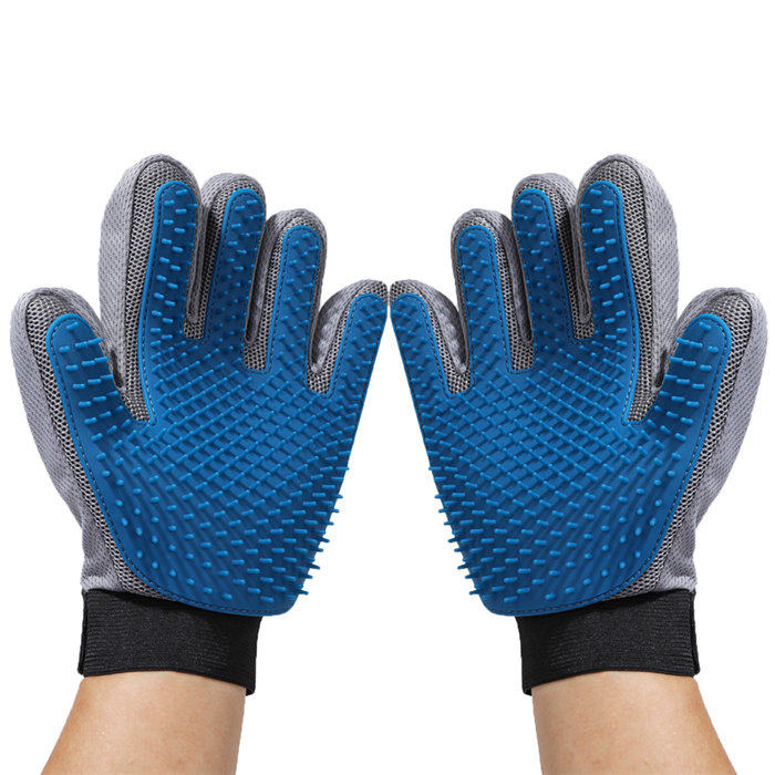 1 Pair Pet Grooming Gloves Efficient Hair Remover Brush-Blue