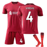 Liverpool Home Jersey 2022-23 VIRGIL #4 Soccer Jersey Kids Adult 3-Pieces Jersey Kits