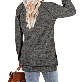 Womens Fall Crewneck Tunic Tops Loose Long Sleeve-Dark Grey