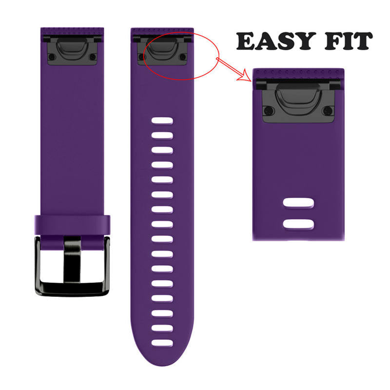 Watch Band For Garmin Fenix  Fenix 5S/ 5S Plus/6S/ 6S Pro Soft Silicone 20mm Replacement Strap Black Steel Buckle-Purple