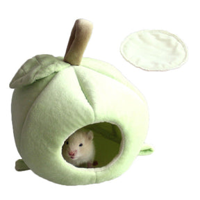 Small Animal Hanging Fruit House Warm Bed-Green