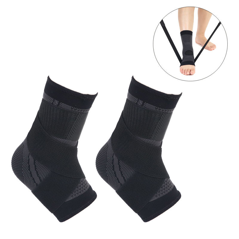 2Packs Strong Ankle Brace Sports Protection Adjustable Unisex Compression Ankle Support-Black