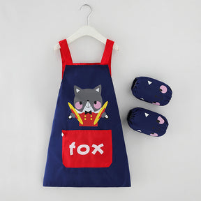 Children Cute Animal Pattern Painting Waterproof Apron Set-Fox