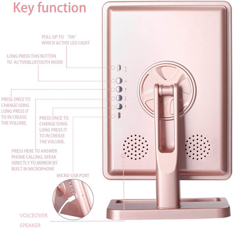 Home & LivingBluetooth Makeup Mirror with10X Magnification Spot Mirror-Rose Gold