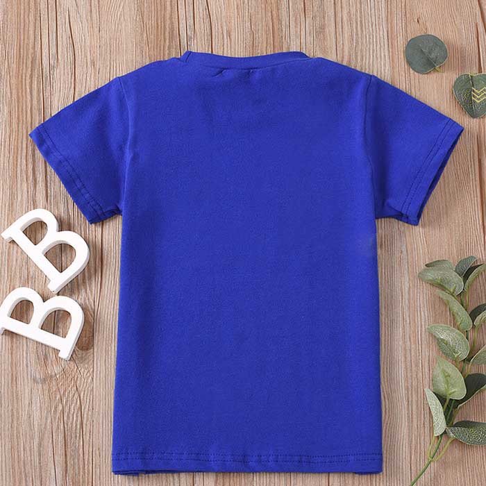 Children Young Wild Letter Print T-Shirts Fashion Short Sleeved-DarkBlue