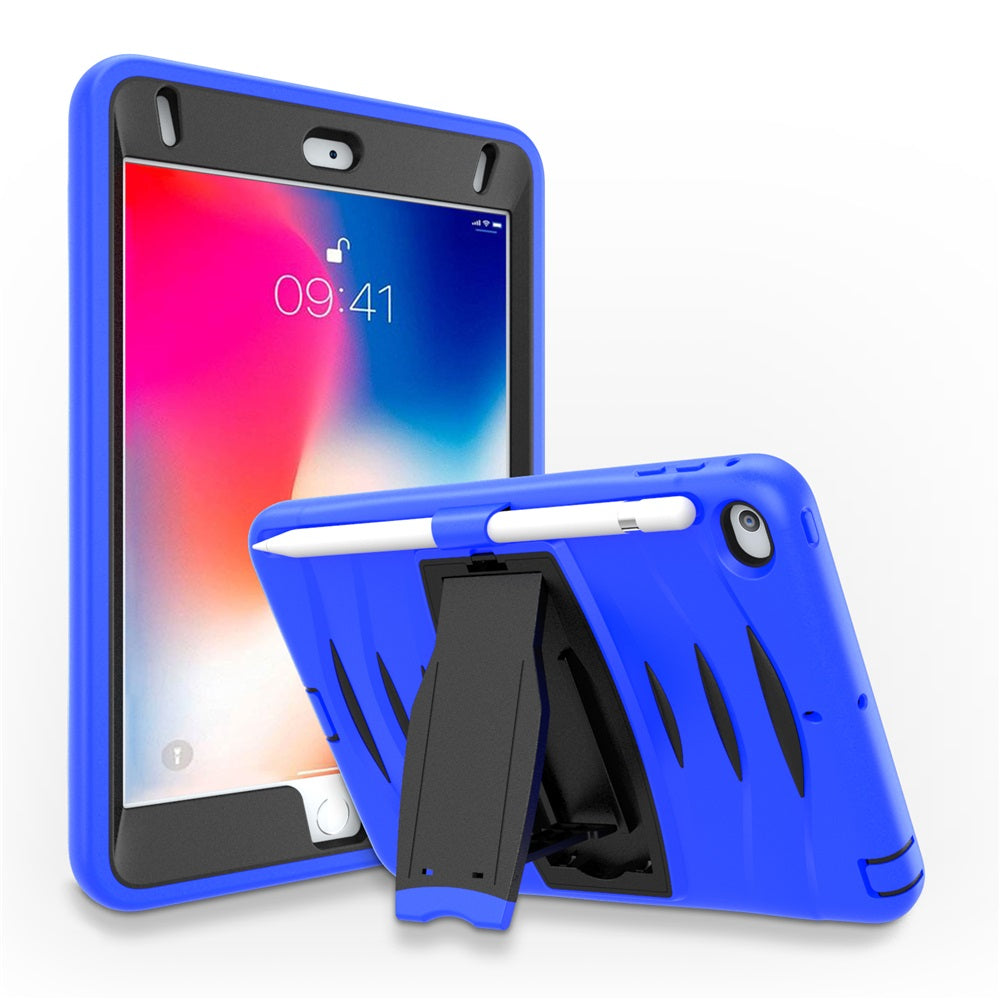 Shock Wave Design Kickstand Case Anti-Fall Protection With Pencil Holder For 7.9inch iPad Mini 4/5-Blue