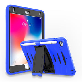 Shock Wave Design Kickstand Case Heavy Duty Rugged Anti-Fall Protection With Pencil Holder For 7.9inch iPad Mini 4/5-Blue