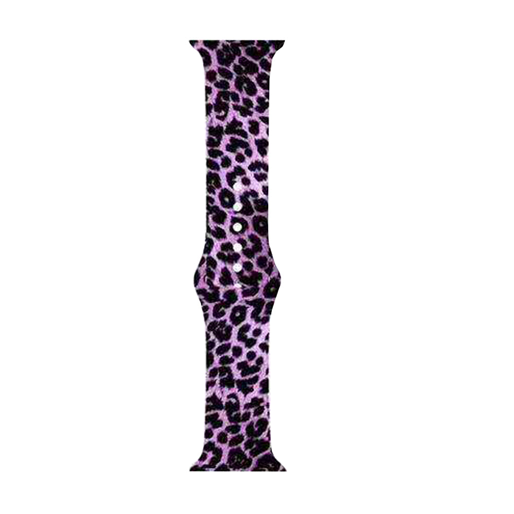 Color Printing Silicone Watch Band For Apple Watch SE/6/5/4/3/2/1(Purple Leopard)