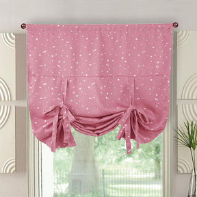 Rod Pocket Star Blackout Roman Curtain Tie Up Small Window Curtain 46X63In-Pink